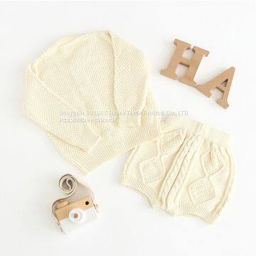 Custom cotton baby girl knitted cardigan suit unique cotton long sleeve casual baby white sweater