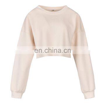 OEM Custom logo 2020 under boob Raw Edge womens Lantern Long Sleeve blouse pullover crop top