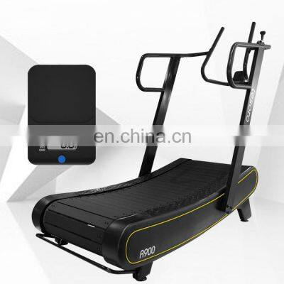 Manual Resistance running machine with Monitor low price guarantee motorless gym machine Curved treadmill & air runner