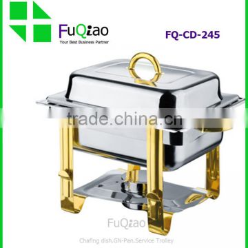 Luxury Best Selling Rectangle Gold-plated Stainless Steel Buffet Chafing Dish for Hotel