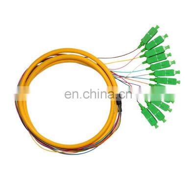 FTTH SC APC 0.6mm G.652F LSZH 1meter SC Fiber Optic Pigtail 12 pigtails scapc