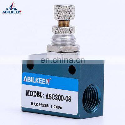 ASC200-08 G1/4 Manual Flow Control Valve Throttle Adjustable Air Speed Flow Air Control Pneumatic Valve