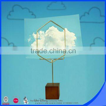 Cube Wood Base Metal Wire Notes Holder photo-2