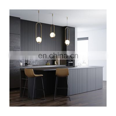 Modern Nordic Luxury Black Lacquer Melamine Kitchen Cabinet Designs For Sale