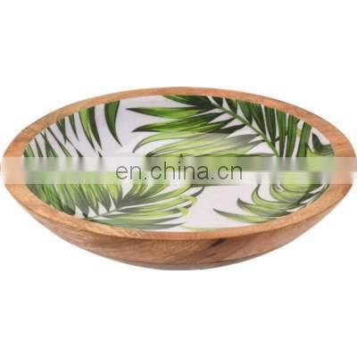 wooden leaf painted bowl