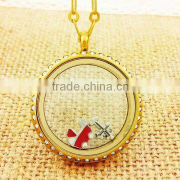 Gold Pendant 30mm Screw Top Wedding Rock Crystal Lockets Pendant Necklace photo-1