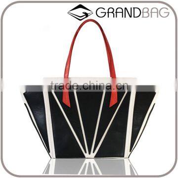 Special Design Changeable Shape Black and Red color M K Genuine Leather Women Handbag