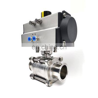 DN25 SS304 3PC Tri-Clamp Pneumatic Actuated Ball Valve