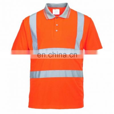 Best Selling Safety Orange Polo Shirt With Reflective Strips And Logo Workwear Hi Vis Shirts