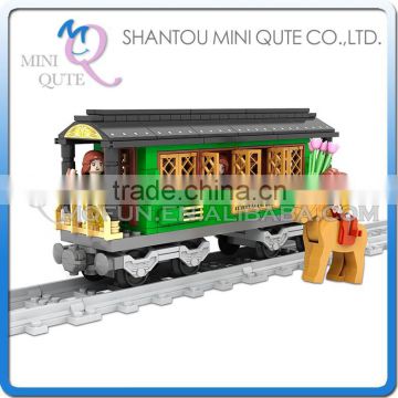 Mini Qute DIY intellect train rail track Transport vehicle action figure plastic building block model educational toy NO.25606