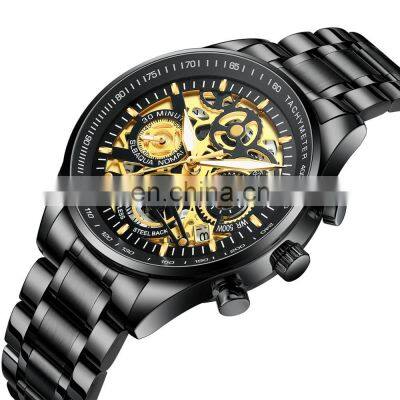 NIBOSI 2020 New Hollow Fashion Large Dial Men's Watch Multifunction Calendar Sports Watch Waterproof Quartz Watch