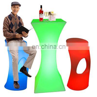 remote control lighted up 16 colors portable event night club led light bar stool furniture high cocktail table chair set