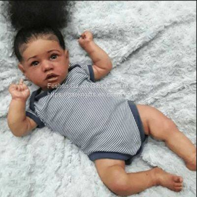 22-inch Black Skin Tone Doll Saskia Cute Baby Cross-border E-commerce Foreign Trade Sources a Piece of Hair photo-2