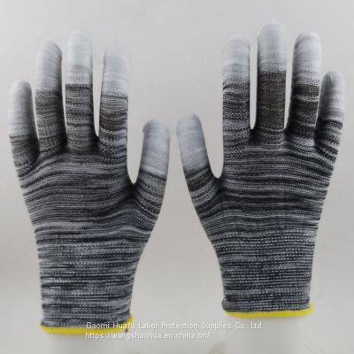 Polyester Knitted PU Fingers Coated Safety Work Gloves photo-3