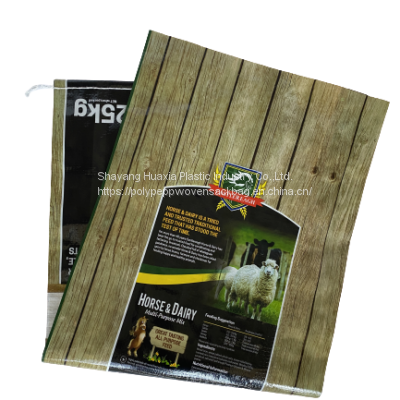 50kg 25kg plastic woven paper bag custom design pp woven cow animal feed packing bag