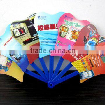 recycled material plastic folding fan, folding hand fan, 7 piece PP fan