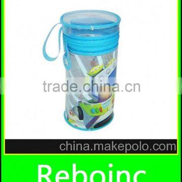 Transparent PVC Plastic Packaging Bag for Cosmetics with Piping and Handle