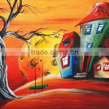 cartoon paintings red abstract landscape oil painting on canvas