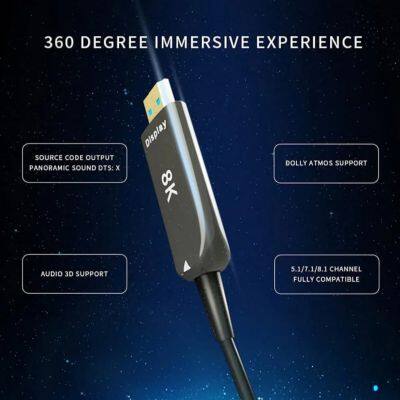 OEM Factory Wholesale 8K Fiber Optic HDMI 2.1 AOC-Active Optical Cable-AM to AM,48Gbps,HDR, EARC, Durable TPU Jacket photo-2