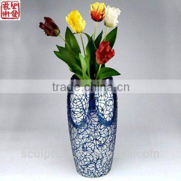 2016 New Blue Abstract Stainless Steel Flower Vase Home Decoration Potiche