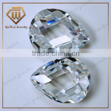 Shining Checkerboard White Cubic Zirconia Gems Rough Gemstone