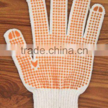 bleached white pvc dotted cotton glove