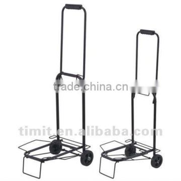 Simple Design Practical Iron 2 Wheels Foldable Black Shopping Trolley Cart