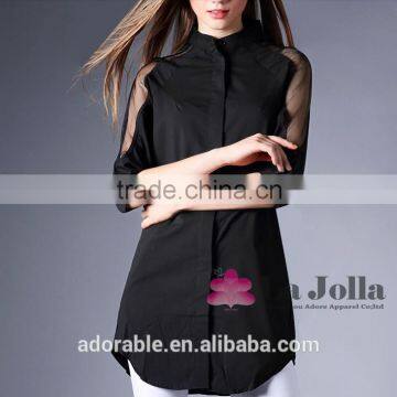 2016 Fashion sexy see-through blouse tshirt women long sleeve temptation sex korea girl uniform