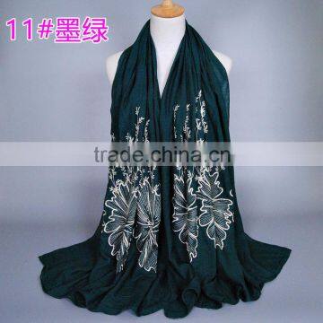 Latest Design Spring Korean Fashion Embroidery Floral Shawl Women Scarf