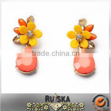 Yellow Flower Resin Water Earrings