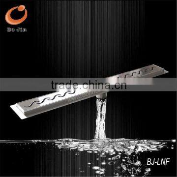linear stainles steel shower drain with vertical outlet