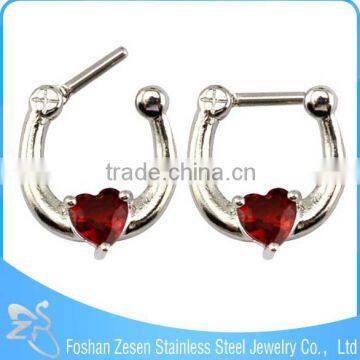 Competitive Price Nose Ring Pink Opal Heart Wings Septum Clicker Body Piercing Jewelry photo-6