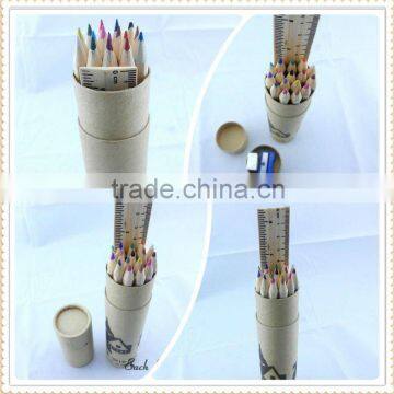 7" HB 16 pcs multi colored pencil paper tube set