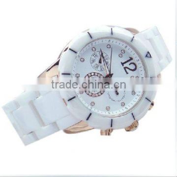 2012 new designed snow white ceramic quartz watch