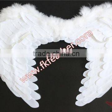 White Fabric Angel Wings Turkey Marabou Feather Christmas Ornament