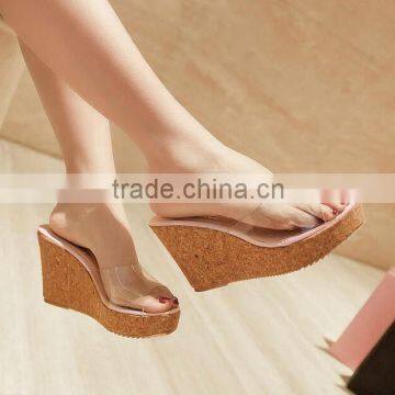 new arrival fashion wedge heel sandal shoes pvc upper design sexy ladies shoes