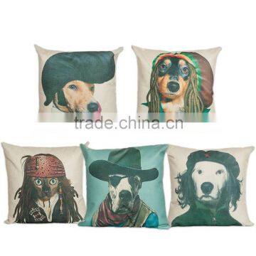 2016 hot sale home decorative dog oriental custom printing cheap cushion cover