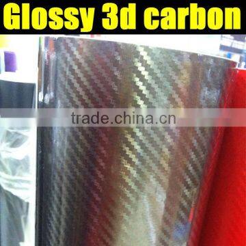 glossy chrome 3d carbon film dark grey color 1.35*30m with air free bubbles