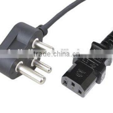 16A 250V South Africa power plug to C13 female with SABS approval