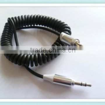 black 2M 3.5mm Male plug to male Plug Stereo Audio Coiled Spiral Cable