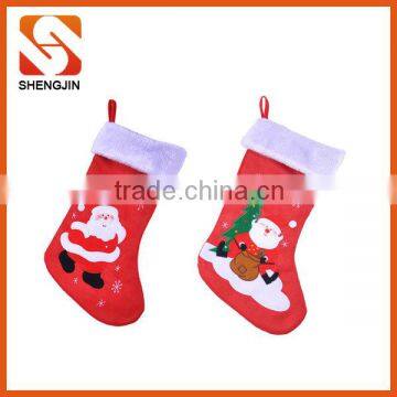 SJ-E0296 christmas jute stocking with embroidered santa claus