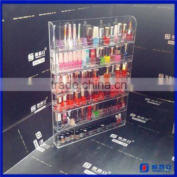 Customized size wholesale 6 tiers lucite nail polish display stand / acrylic nail polish wall rack