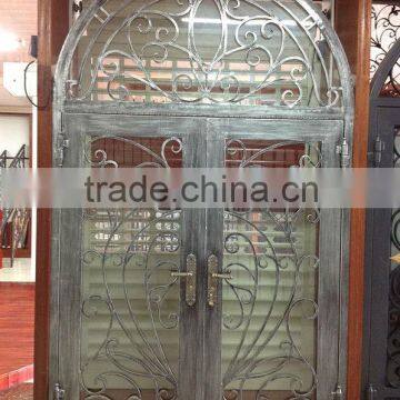 2013 Top-selling security wrought iron double entry doors