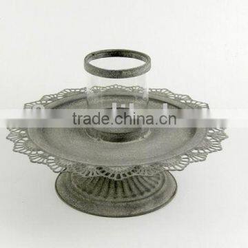 DIA31.5cm laced plate-based metal candle holder