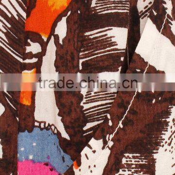 Women Rib Waisted Casual Pants 100% Rayon Print Trousers Tropical Floral Ninth Pants photo-3