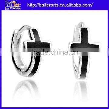 Wholesale Jewelry Black Stone 925 Sterling Silver Earring For The Boys