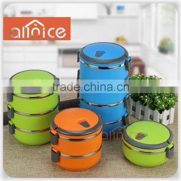 Allnice-Stainless Steel Food Storage Container - 3 Stackable Round Bowls, Airtight Lid, Carry Handle, And Locking Clips - 3 Tier