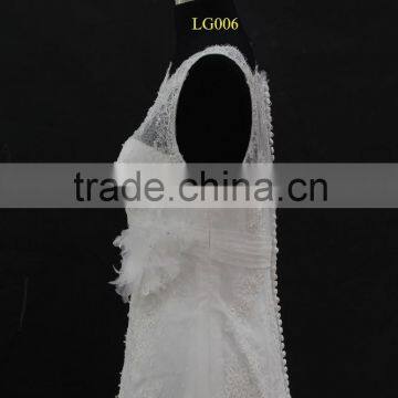 2016 New French Lace Small A-line Wedding Dress With Hand-made Flower photo-4