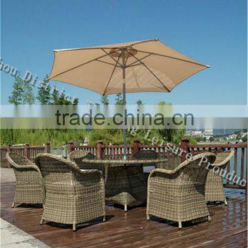 Outdoo umbrellar dining table set/parasol dining table/round rattan