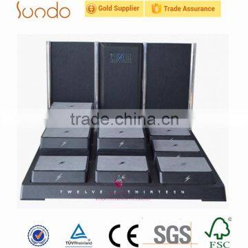 Black commercial wooden jewelry display from direct factory